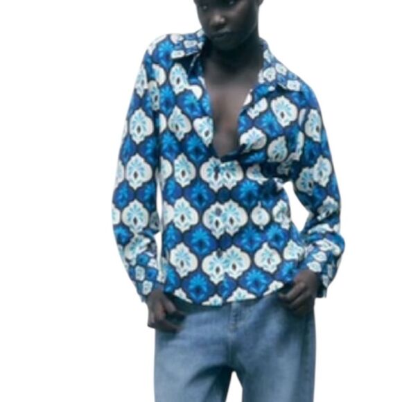 Zara Printed Button Down Top - Picture 8 of 8